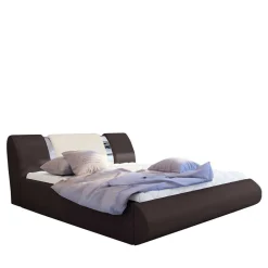 Wohnen Betten<Designbett in Dunkelbraun mit Creme - Dyronna