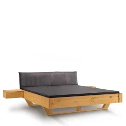 Wohnen Betten<Designbett mit Holzkufen aus Kiefer gelaugt - Ravilon