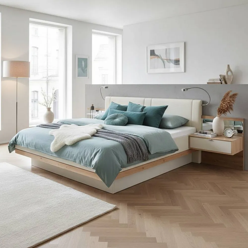 Wohnen Betten<Designer Doppelbett & Nachttische - Crascanu (dreiteilig)