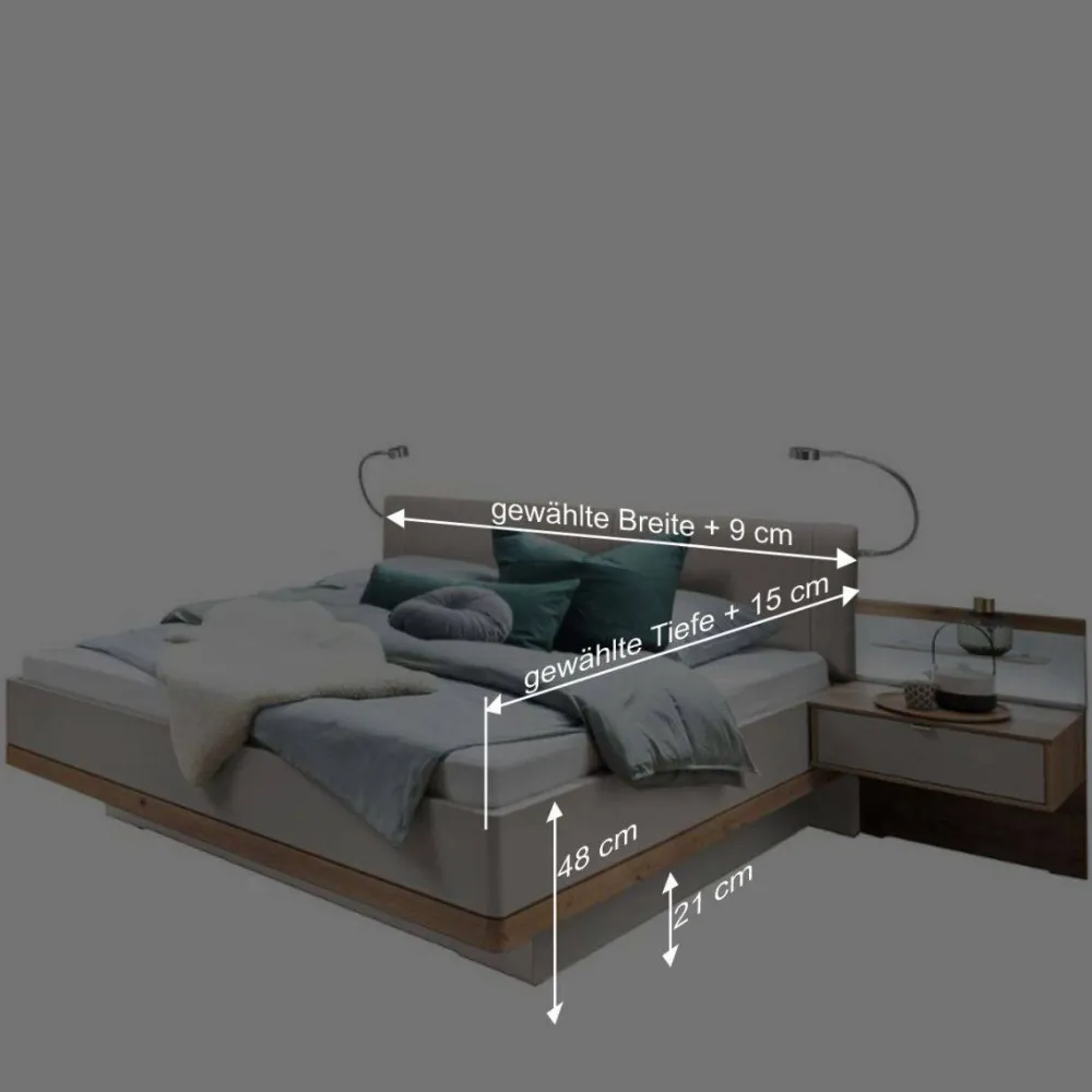 Wohnen Betten<Designer Doppelbett & Nachttische - Crascanu (dreiteilig)