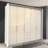 Wohnen Kleiderschränke<Designer Kleiderschrank mit Glasbeschichtung Creme - Zidarie