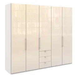 Wohnen Kleiderschränke<Designer Kleiderschrank mit Glasbeschichtung Creme - Zidarie