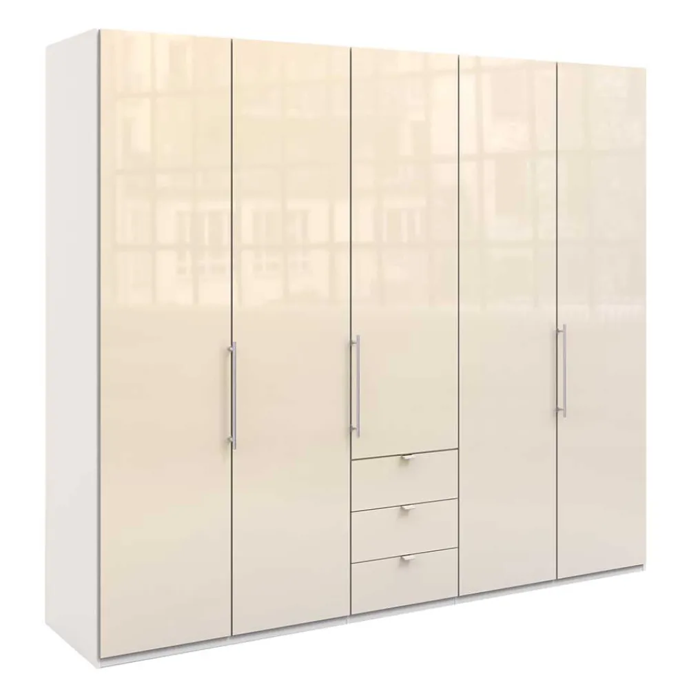 Wohnen Kleiderschränke<Designer Kleiderschrank mit Glasbeschichtung Creme - Zidarie