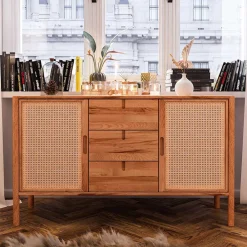 Wohnen Sideboards<Designer Kommode mit zwei Wiener Geflecht Türen - Indrya