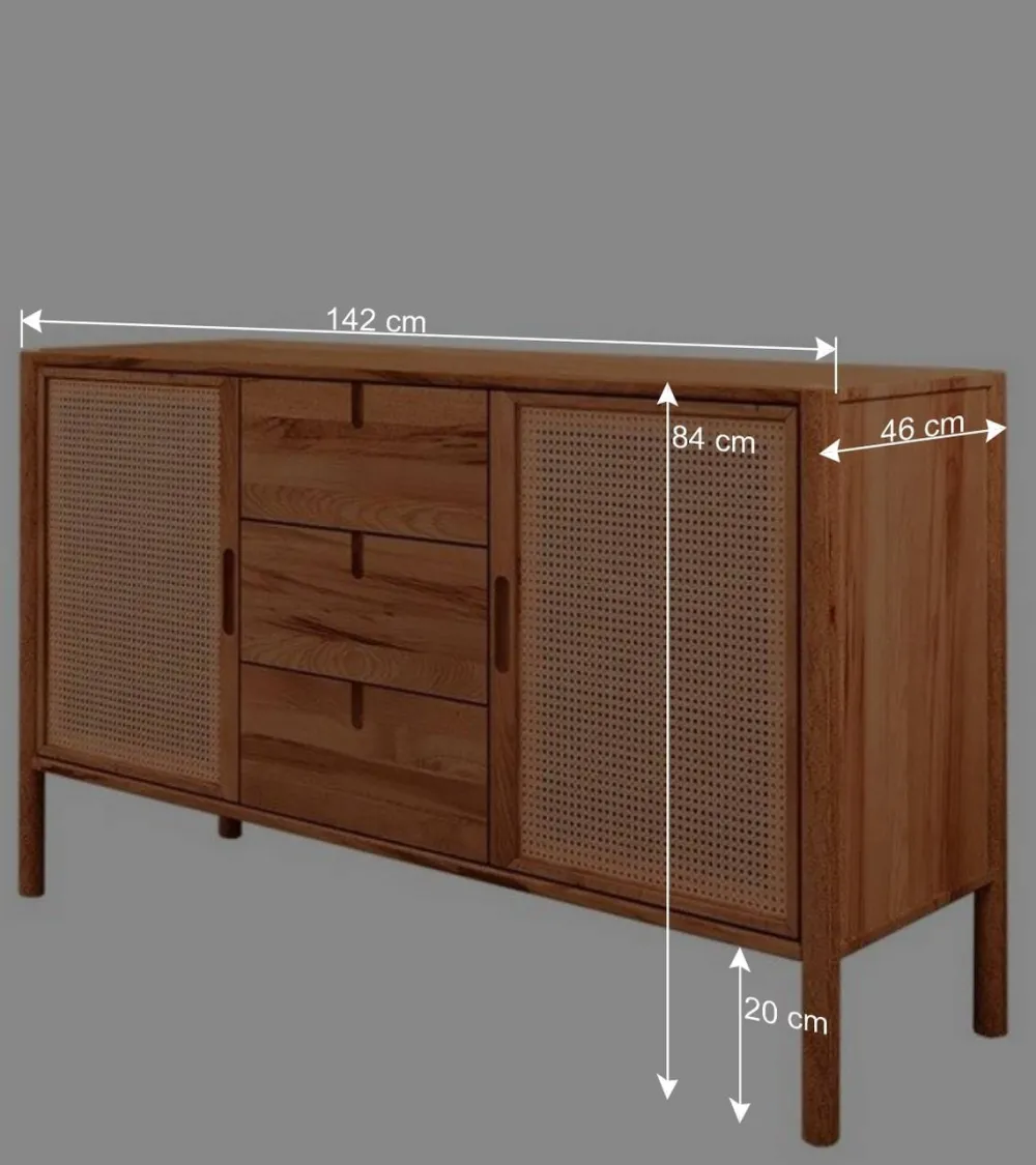 Wohnen Sideboards<Designer Kommode mit zwei Wiener Geflecht Türen - Indrya