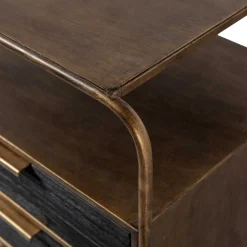 Wohnen Kommoden<Designer Nachtkommode in Schwarz & Altmessing - Sianner