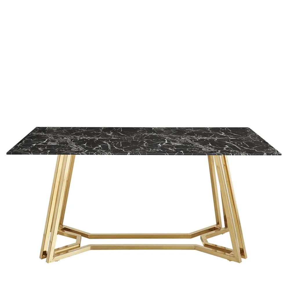 Wohnen Tische<Designer Tisch mit Glasplatte in Marmor Optik - Mooney