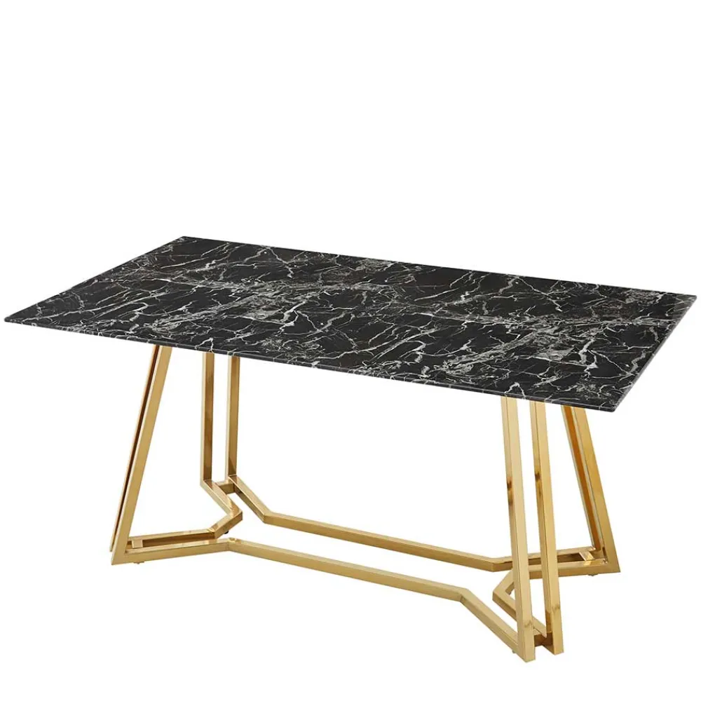 Wohnen Tische<Designer Tisch mit Glasplatte in Marmor Optik - Mooney