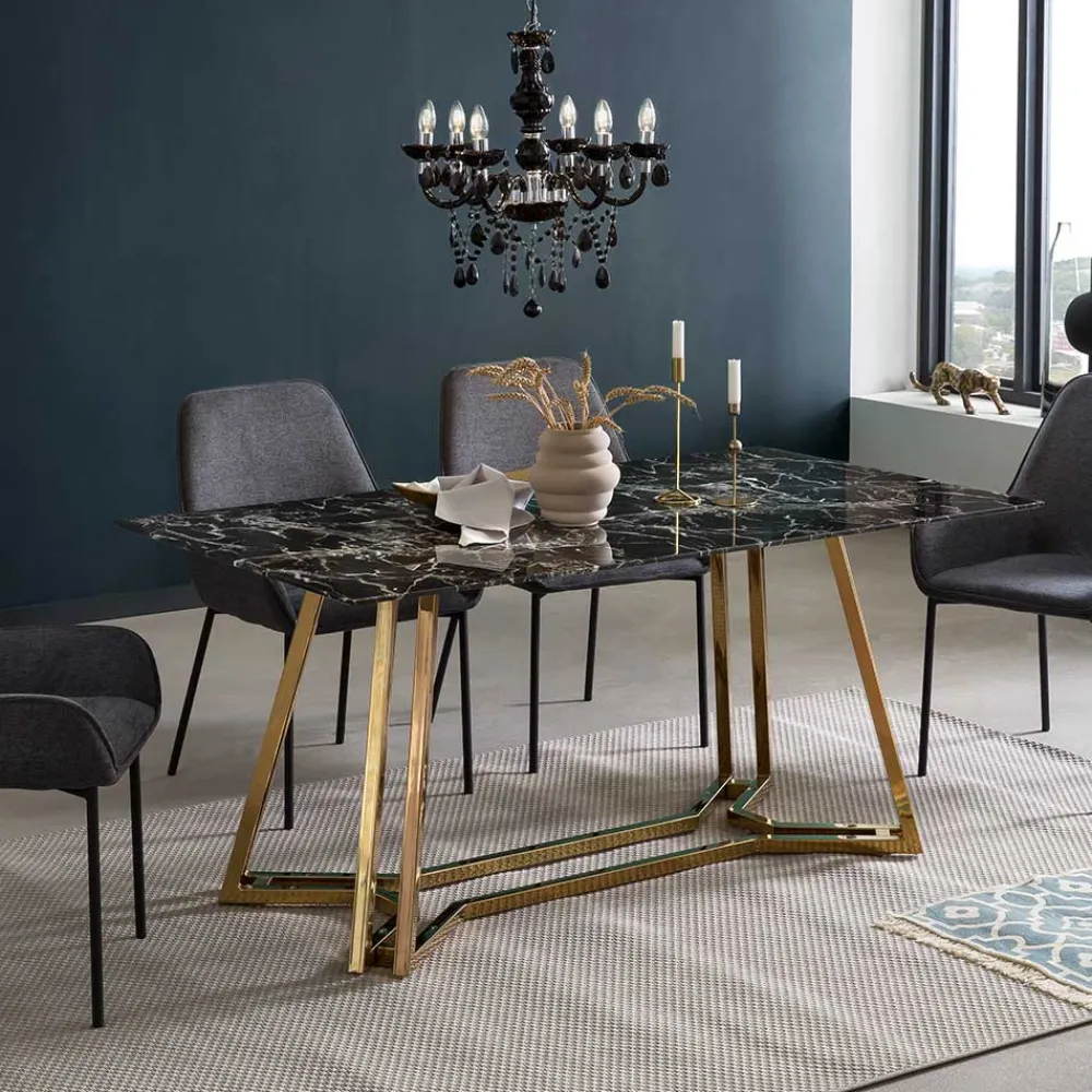 Wohnen Tische<Designer Tisch mit Glasplatte in Marmor Optik - Mooney