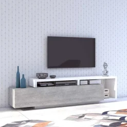 Wohnen Wohnwände<Designer TV Anbauwand in Betonoptik - Venatio (dreiteilig)