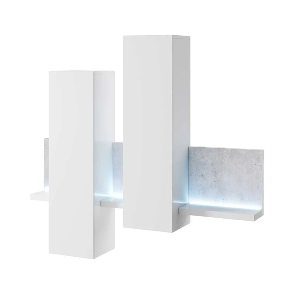 Wohnen Wohnwände<Designer TV Anbauwand in Betonoptik - Venatio (dreiteilig)