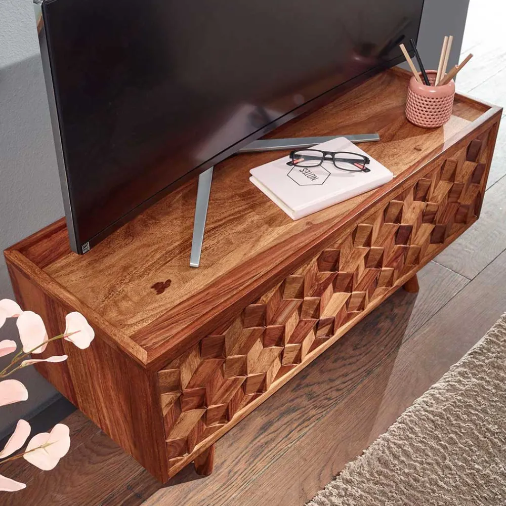 Wohnen Tv & Hifi-Möbel<Designer TV Board aus Sheesham Massivholz - Crabira