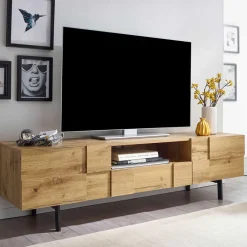 Wohnen Tv & Hifi-Möbel|Lowboards<Designer TV Unterschrank in Eiche Optik - Tiorondo