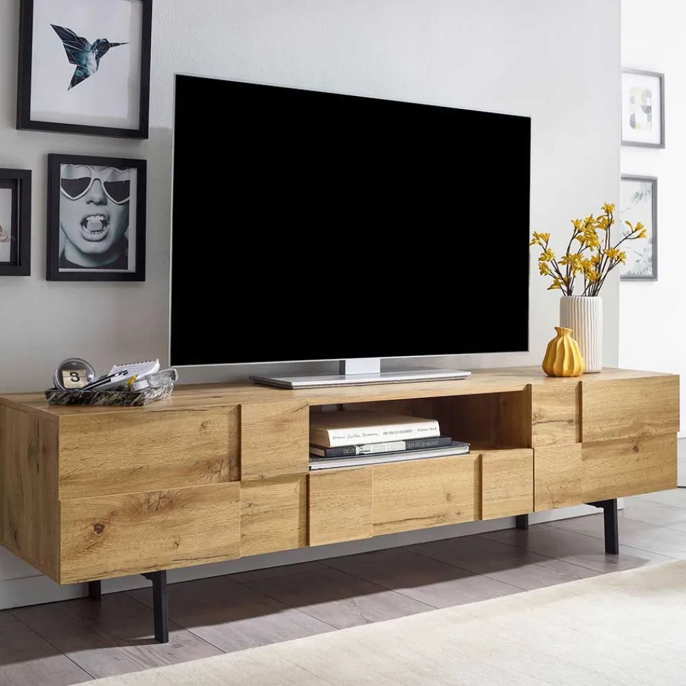 Wohnen Tv & Hifi-Möbel|Lowboards<Designer TV Unterschrank in Eiche Optik - Tiorondo