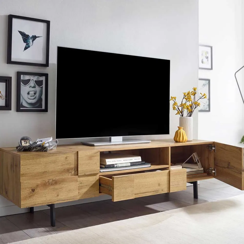 Wohnen Tv & Hifi-Möbel|Lowboards<Designer TV Unterschrank in Eiche Optik - Tiorondo