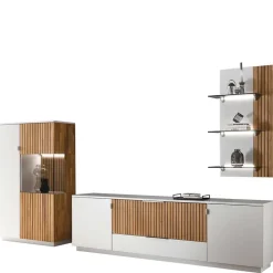 Wohnen Wohnwände<Designer TV Wohnwand in Weiß - Miloris (dreiteilig)