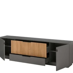 Wohnen Wohnwände<Designer TV Wohnwand Set in Anthrazit - Cruzca (dreiteilig)