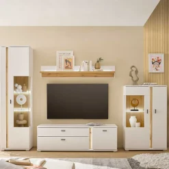 Wohnen Wohnwände<Designer Wohnwand mit LED Beleuchtung - Racelyn (vierteilig)