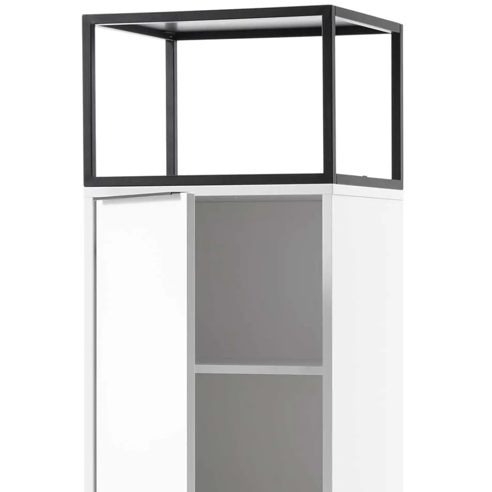 Wohnen Vitrinen<Designer Wohnzimmer Schrank in Weiß & Schwarz - Enkraja