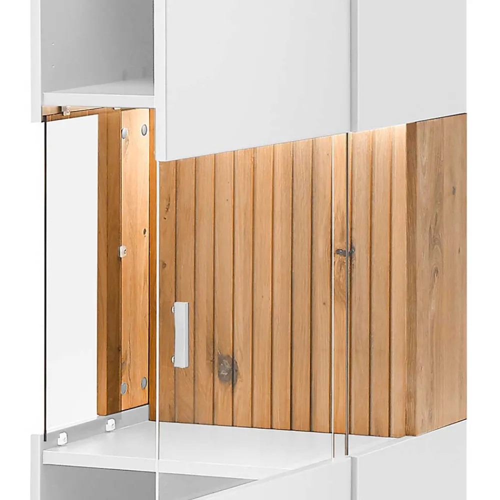 Wohnen Vitrinen|Schränke<Designer Wohnzimmervitrine in Weiß und Eiche Bianco - Miloris