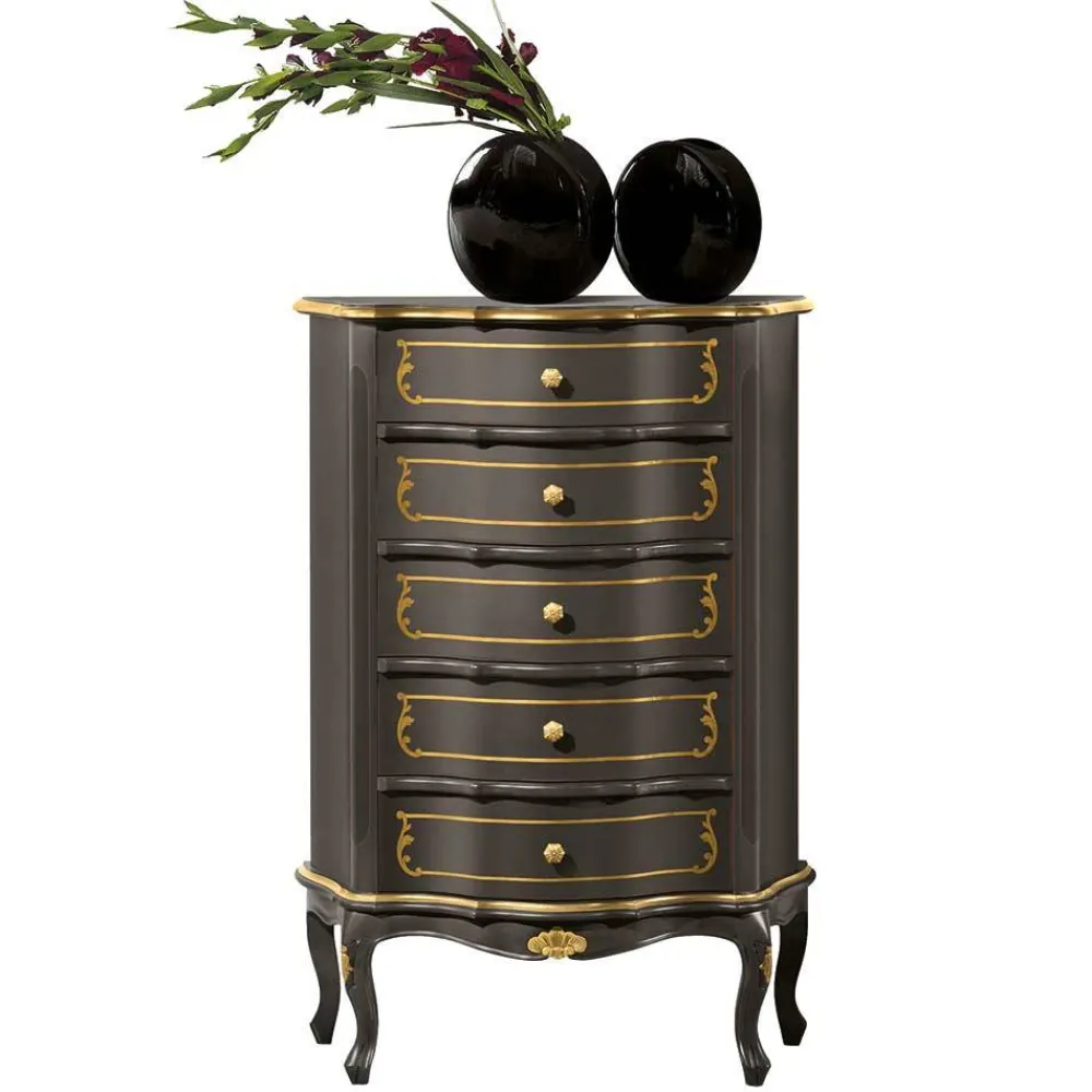 Wohnen Kommoden<Design-Hochkommode in Dunkelbraun und Gold - Numrek