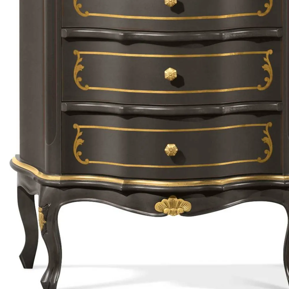 Wohnen Kommoden<Design-Hochkommode in Dunkelbraun und Gold - Numrek