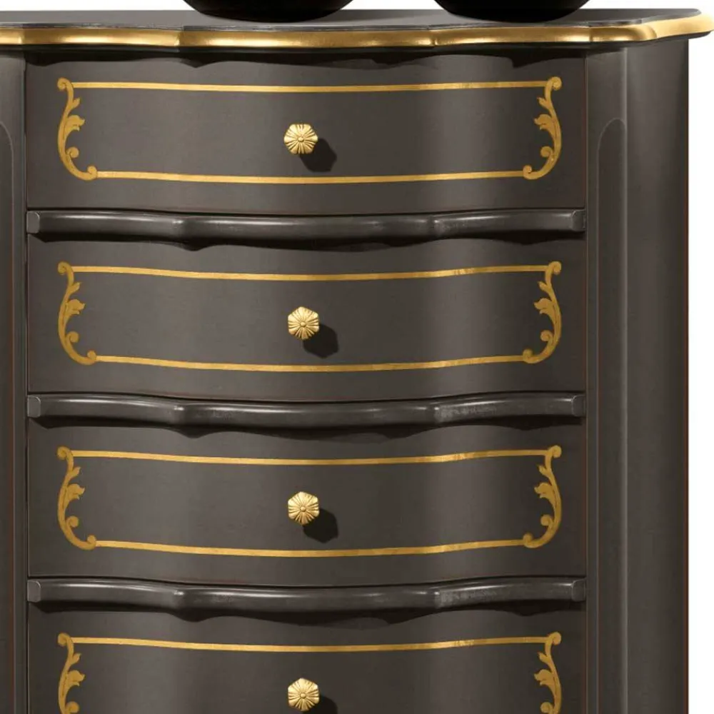 Wohnen Kommoden<Design-Hochkommode in Dunkelbraun und Gold - Numrek
