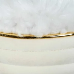 Wohnen Hocker<Designhocker in Cremeweiß Samtvelours - Ganuhr