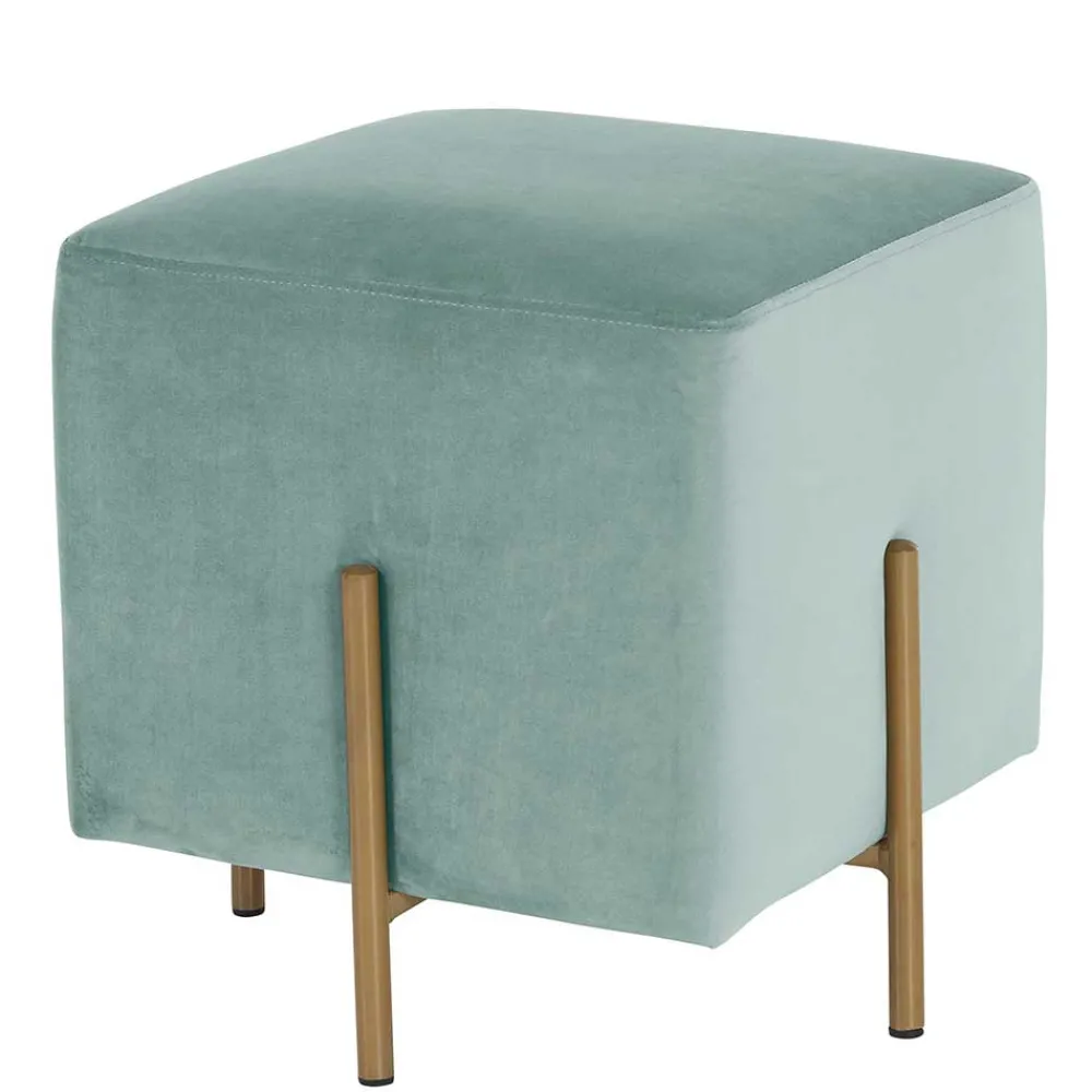 Wohnen Hocker<Designhocker in Graugrün Samt - Strong