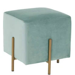 Wohnen Hocker<Designhocker in Graugrün Samt - Strong