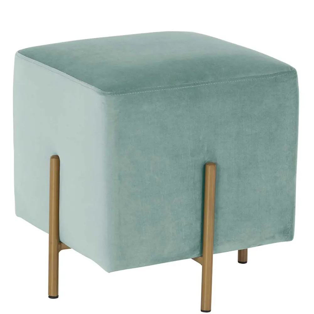 Wohnen Hocker<Designhocker in Graugrün Samt - Strong