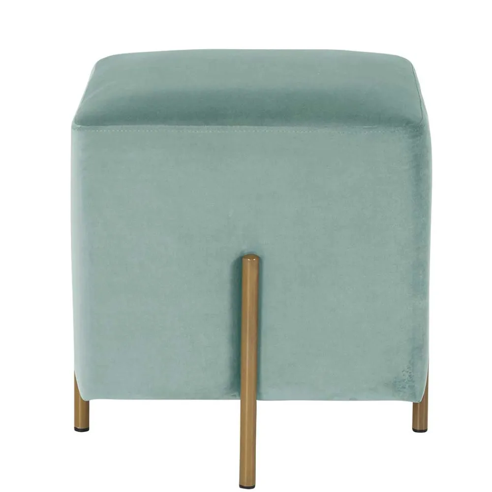 Wohnen Hocker<Designhocker in Graugrün Samt - Strong