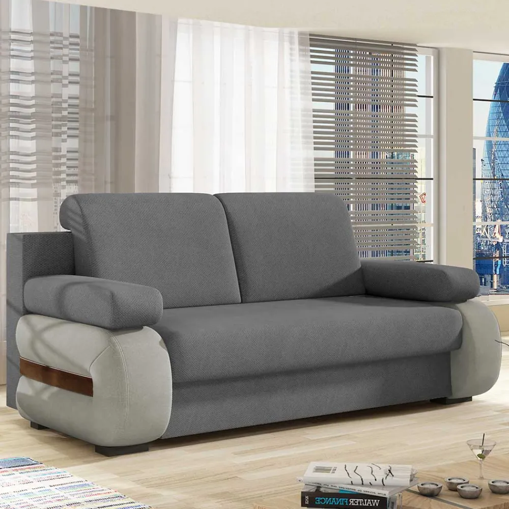 Wohnen Betten|Sofas<Design-Schlafsofa in Grau und Hellgrau - Blascina