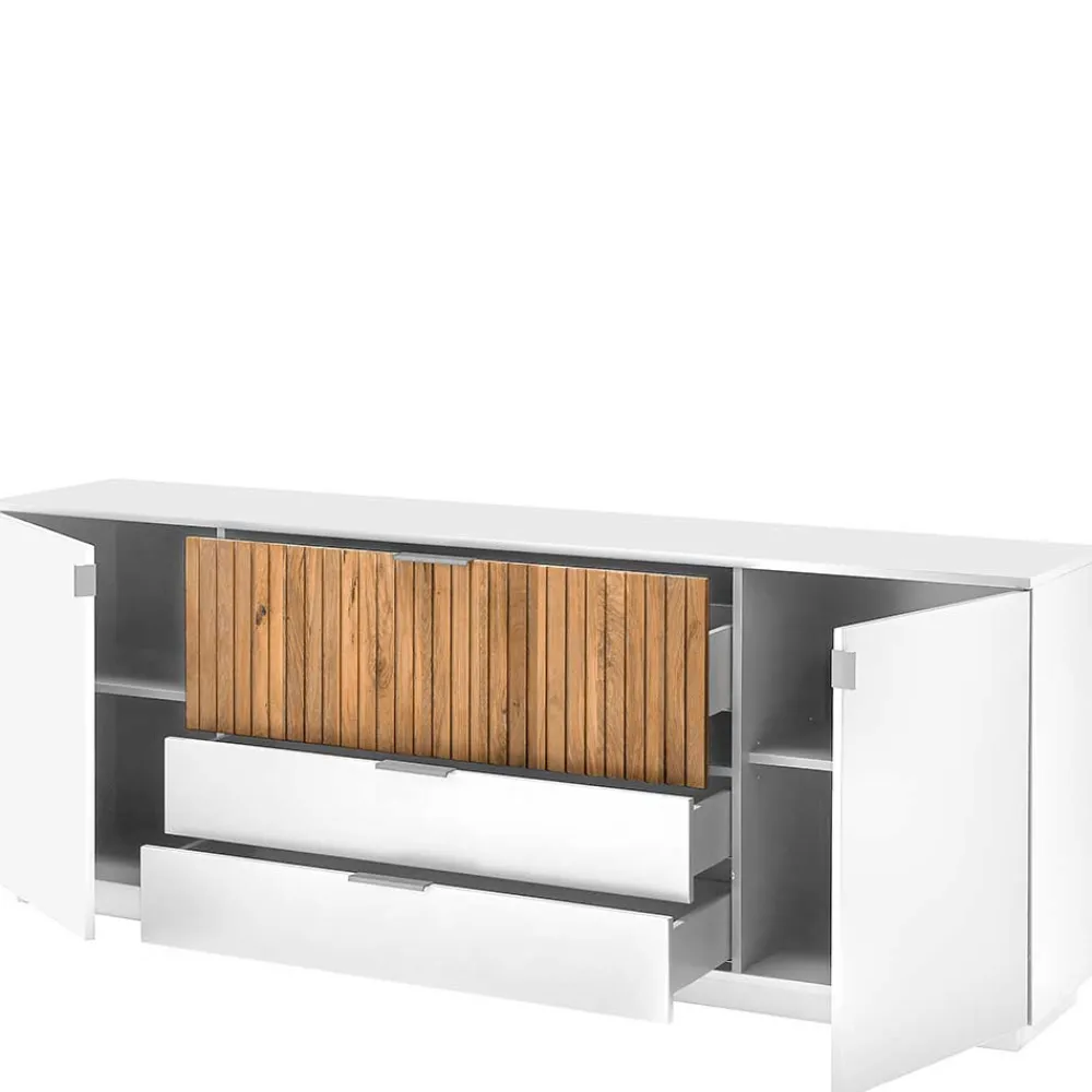Wohnen Sideboards<Design-Sideboard in Weiß mit Eiche Bianco - Miloris