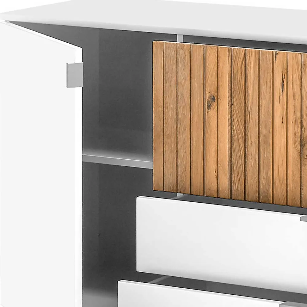 Wohnen Sideboards<Design-Sideboard in Weiß mit Eiche Bianco - Miloris