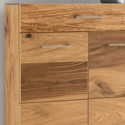 Wohnen Garderoben<Dielen Set mit Balkeneiche Furnier & Spiegel Macusos & Glas Anthrazit (vierteilig)