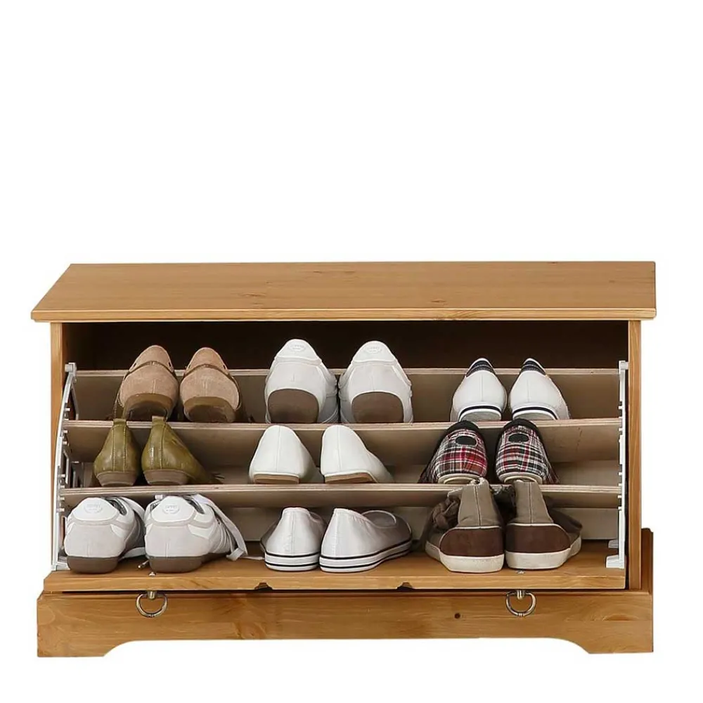 Wohnen Sitzbank<Dielenbank mit Schuhklappe aus Massivholz - Edranov