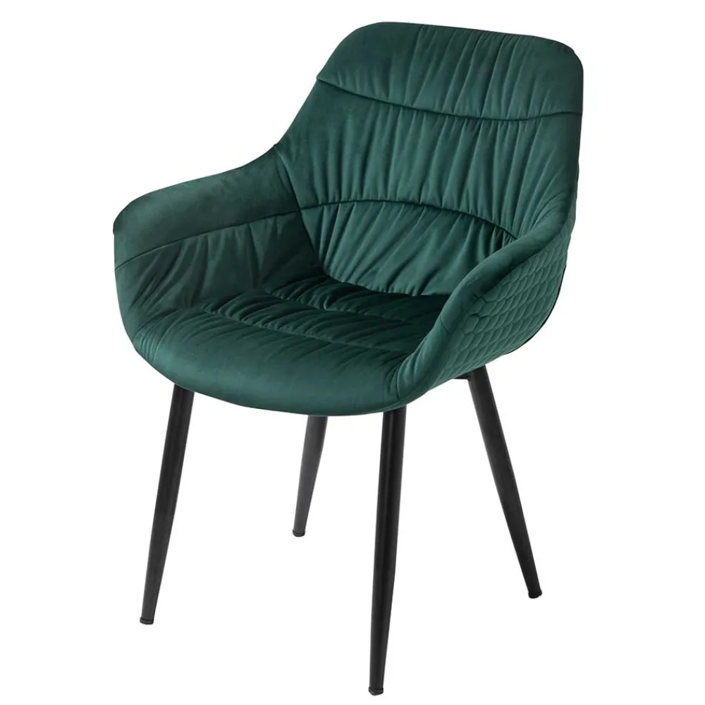Wohnen Stühle<Dining Chair mit Armlehnen in Dunkelgrün - Pilawan