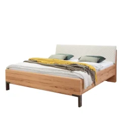 Wohnen Betten<Doppelbett aus Kernbuche mit Polsterkopfteil - Krofun