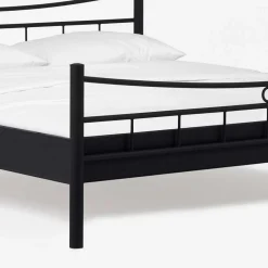 Wohnen Betten<Doppelbett Carlovac aus schwarzem Metall (dreiteilig)