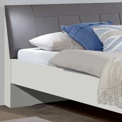 Wohnen Betten<Doppelbett Elburg mit Polsterkopfteil in Grau Braun