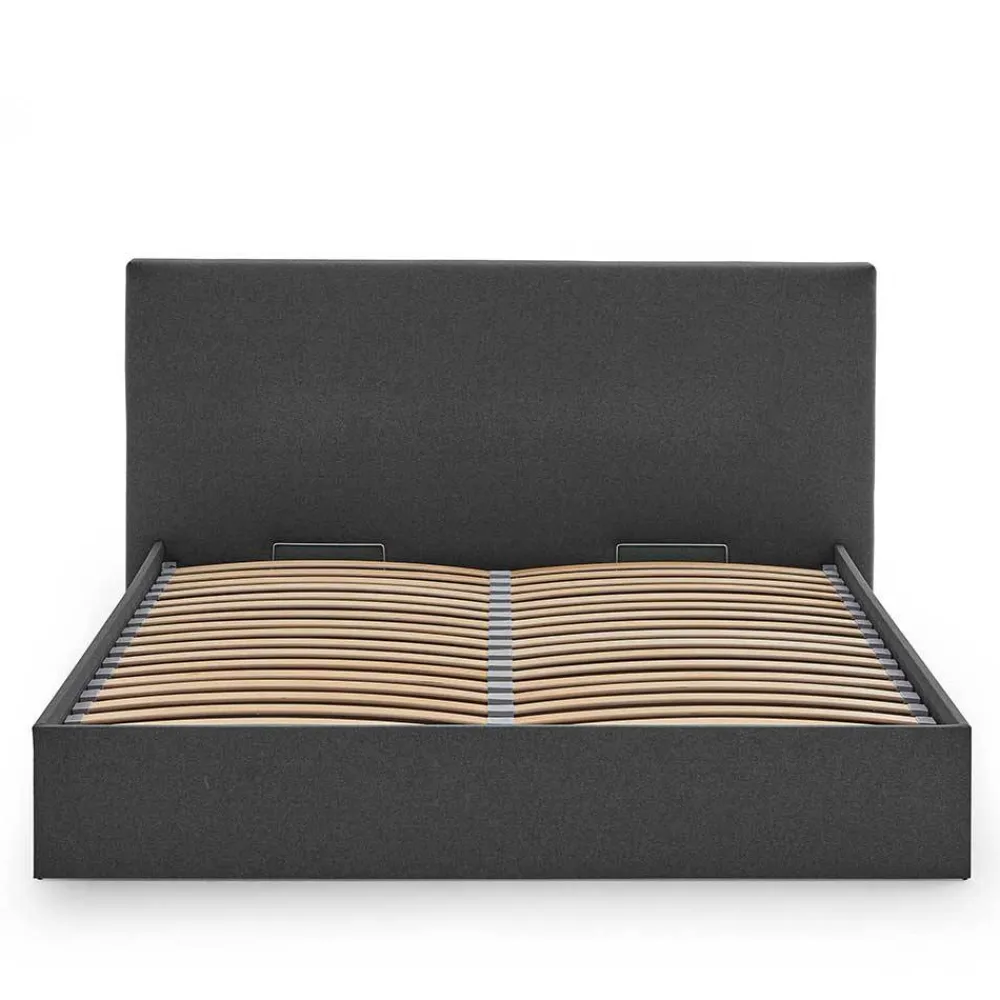 Wohnen Betten<Doppelbett mit Stauraum in Anthrazit Stoff - Clarford