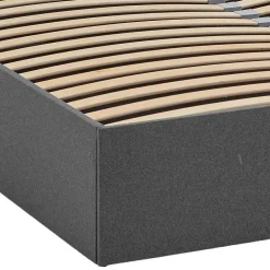 Wohnen Betten<Doppelbett mit Stauraum in Anthrazit Stoff - Clarford