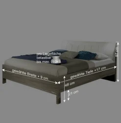 Wohnen Betten<Doppelbett Symonya mit Polsterkopfteil in Creme