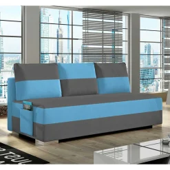 Wohnen Sofas<Doppelschlafsofa in Grau und Türkis Blau - Lician