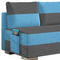 Wohnen Sofas<Doppelschlafsofa in Grau und Türkis Blau - Lician