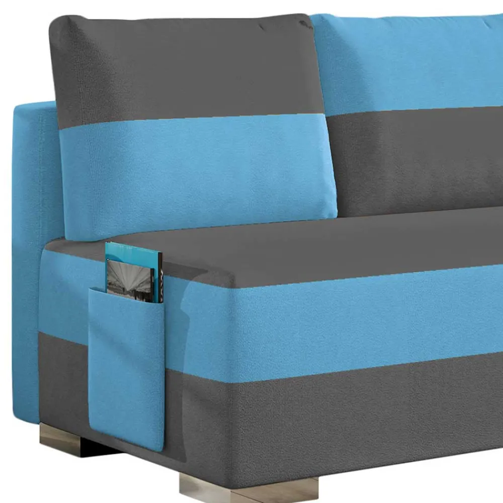Wohnen Sofas<Doppelschlafsofa in Grau und Türkis Blau - Lician