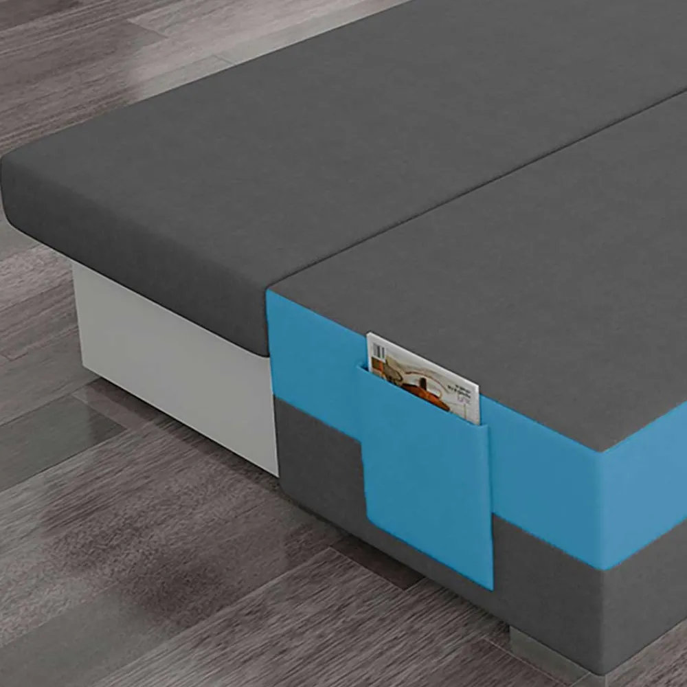 Wohnen Sofas<Doppelschlafsofa in Grau und Türkis Blau - Lician