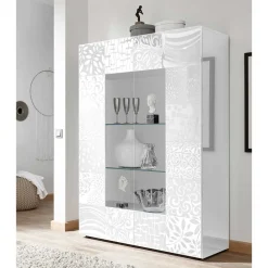 Wohnen Vitrinen<Doppeltür Designvitrine in Weiß - Vascaub