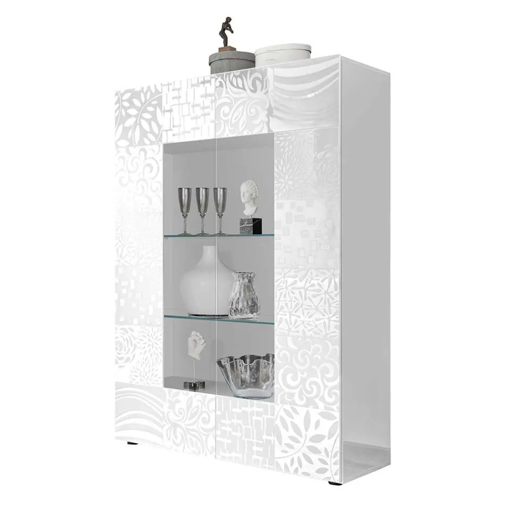 Wohnen Vitrinen<Doppeltür Designvitrine in Weiß - Vascaub